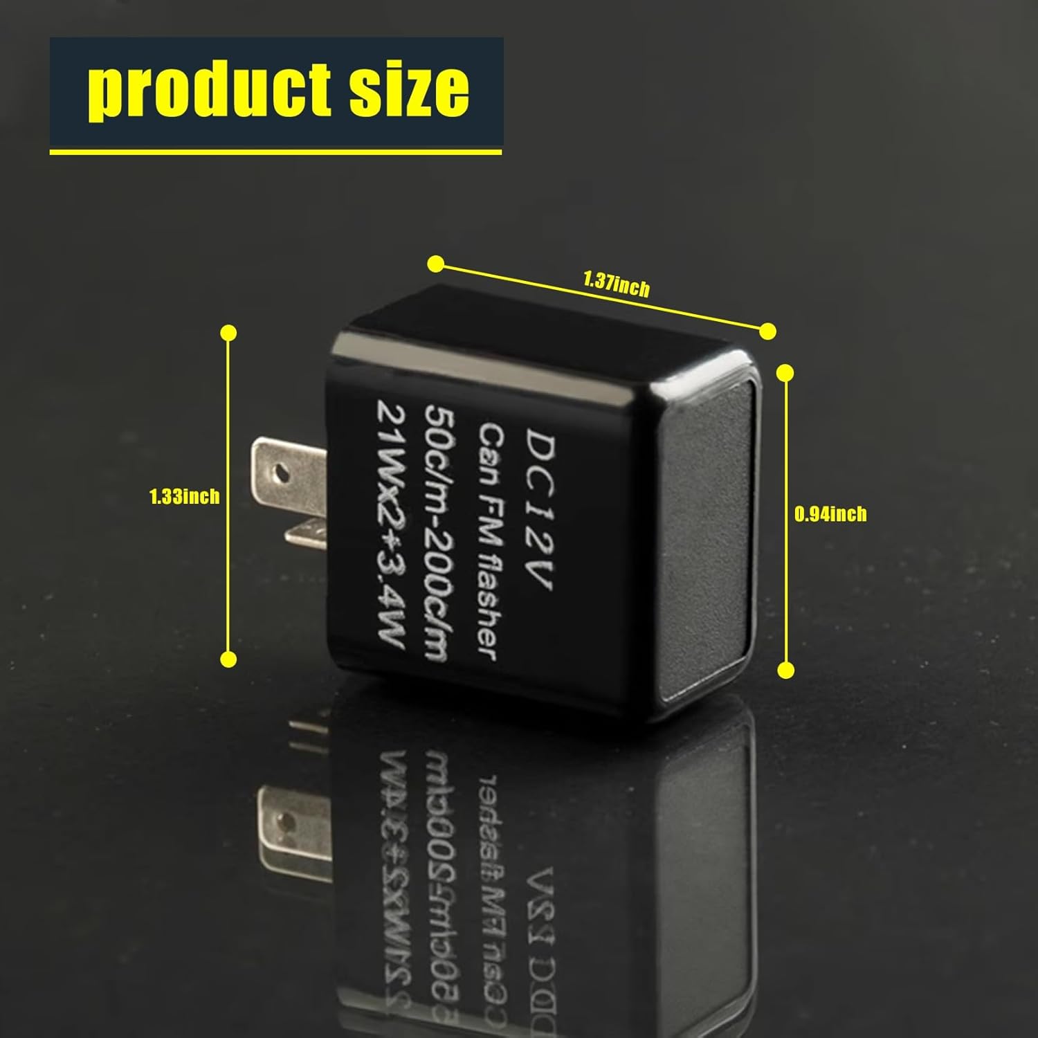 Ajxn 4 PCS 12V Car LED Flasher Relays, Adjustable 2 Pin Automotive Turn Signal Flasher Relays, Universal Vehicle Indicator Flicker Frequency Regulation Relay Replacements for Safety Driving (Black)