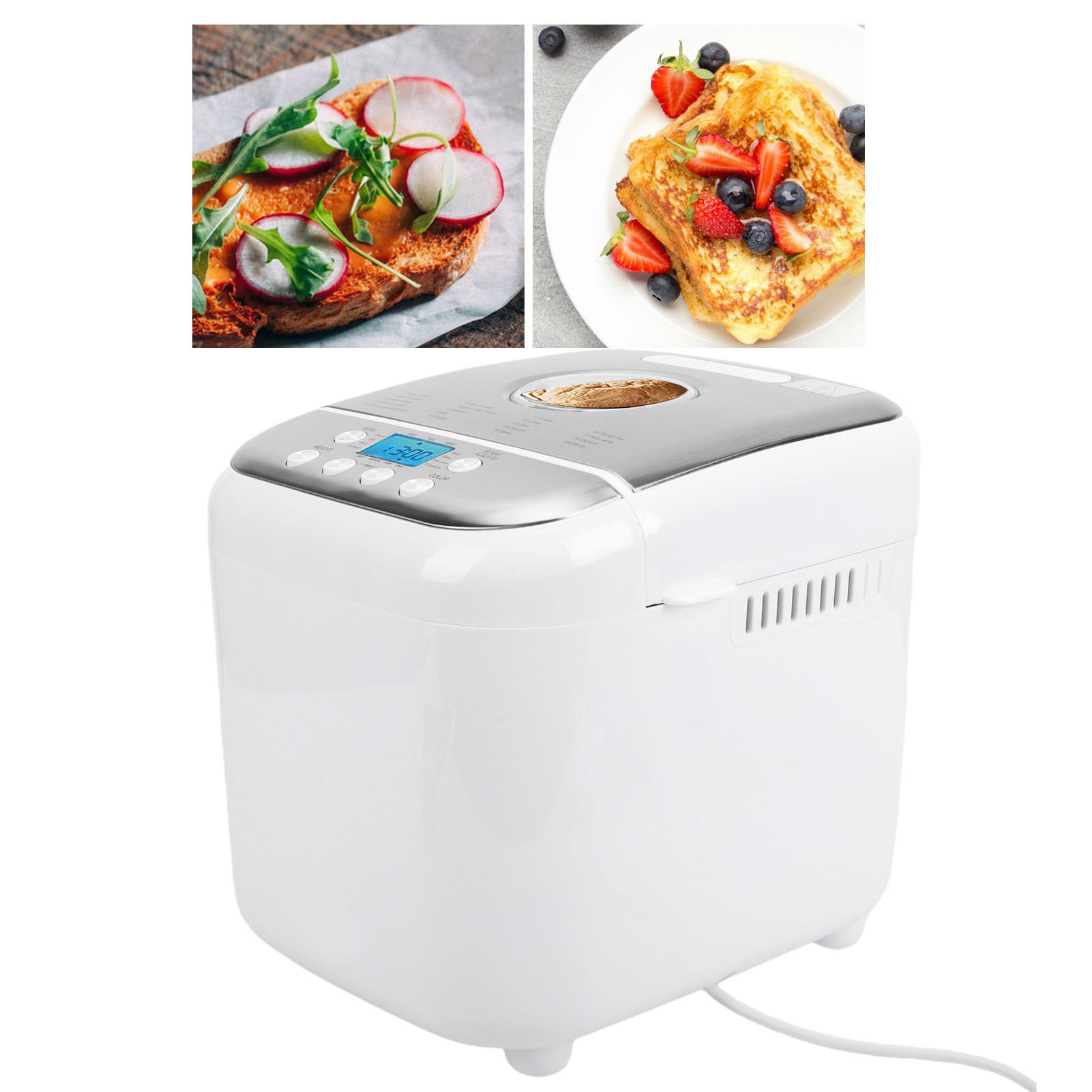 Haofy Máquina para Hacer Pan Máquina de Pan Programable Automática con 19 Preajustes 3 Tamaños de Potente Motor de 600 W Sartén Antiadherente para Casero Masa Galletas Mermeladas (Enchufe de la UE)
