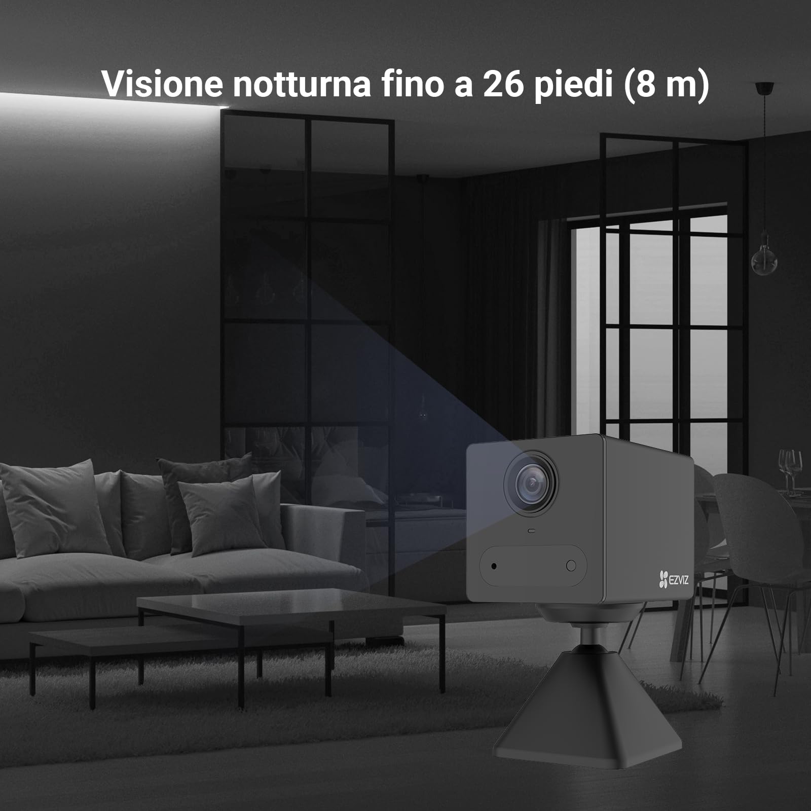EZVIZ 4G LTE 2K Telecamera da Interno a Batteria, Audio Bidirezionale, Rilevamento di Persone, Registrazione Time-Lapse, Modalità AOV, 100% Senza Fili, 512GB SD(Non Inclusa), CB2 Nera