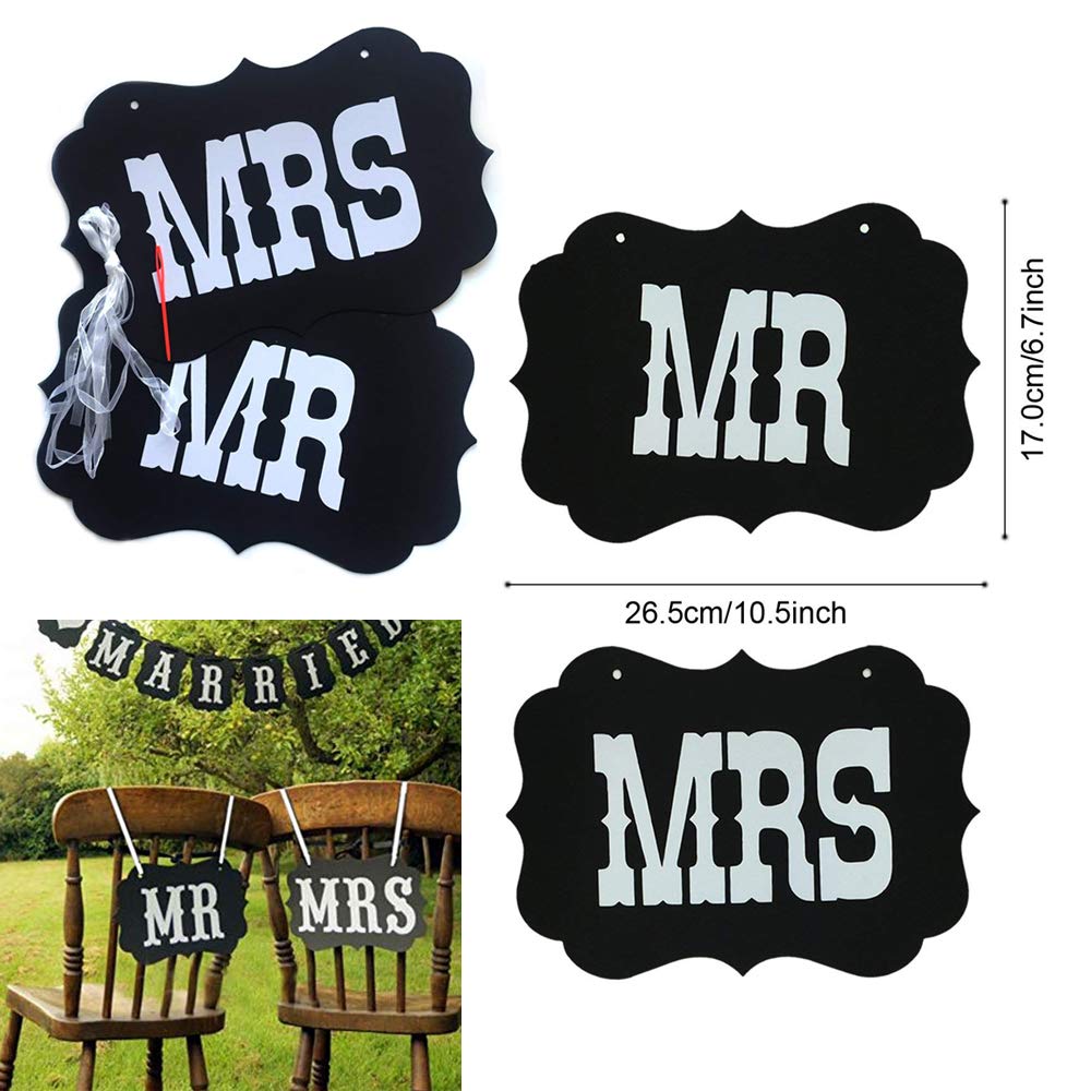 Banderole "Just Married" Et "MR & MRS" - Guirlande Décoration Mariage Voiture, Cérémonie, Fête Vintage