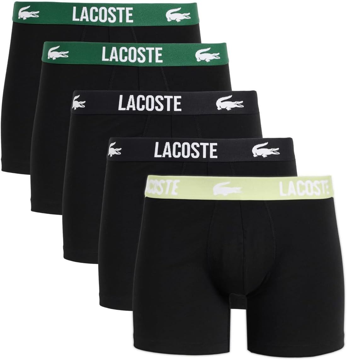 Men's Cotton Stretch Croc Boxer Briefs, 5-Pack (Amazon Exclusives), Black/Green/Birch, X-Large