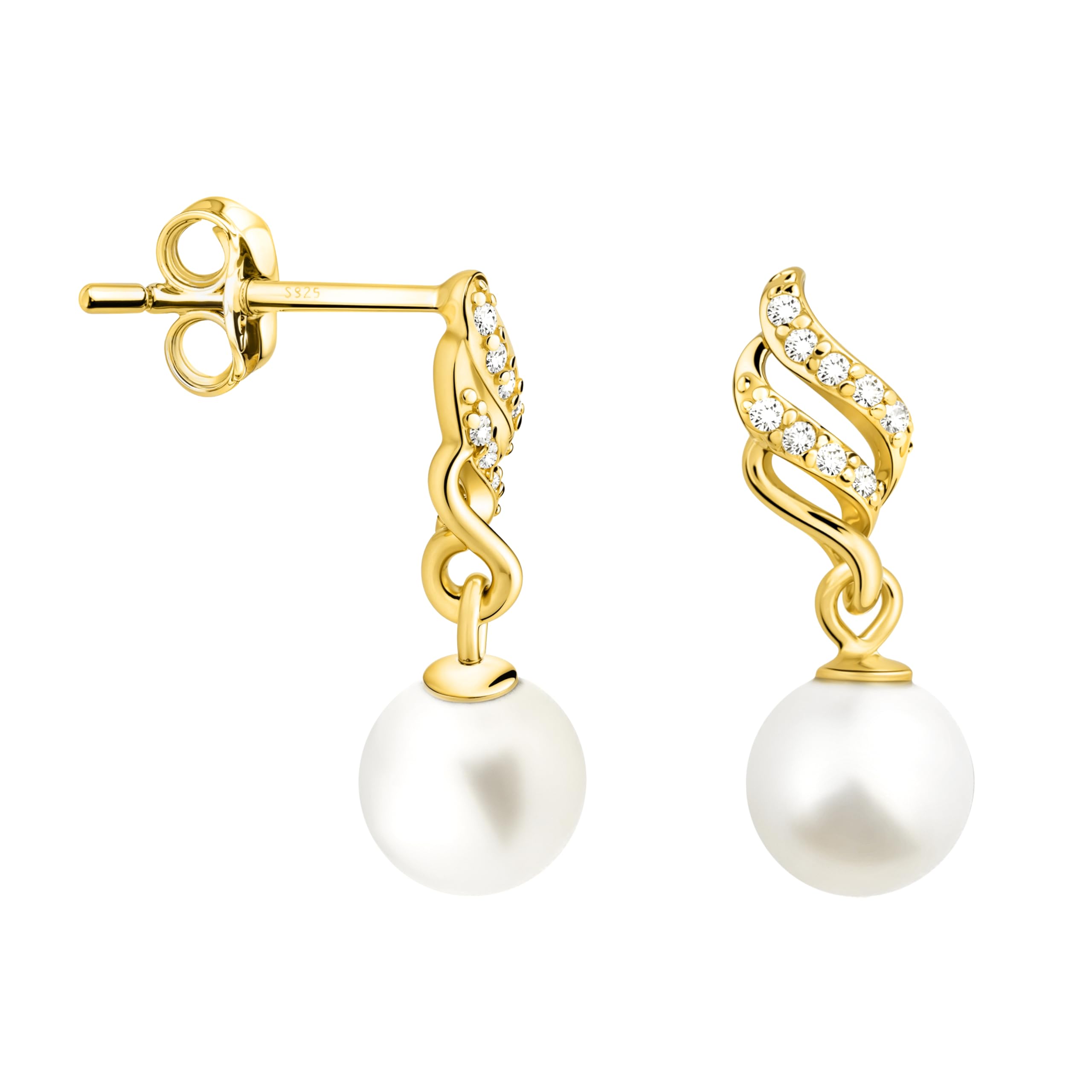 SOFIA MILANI - Damen Ohrringe 925 Silber - mit Zirkonia Steinen - Perlen Ohrstecker
