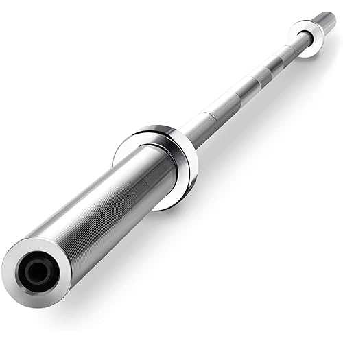 Yaheetech 7-Foot Olympic Barbell with Collars - Solid Iron Weightlifting Rod - Chrome Straight Bar for Home Gym Strength Training & Power Lifting Exercises