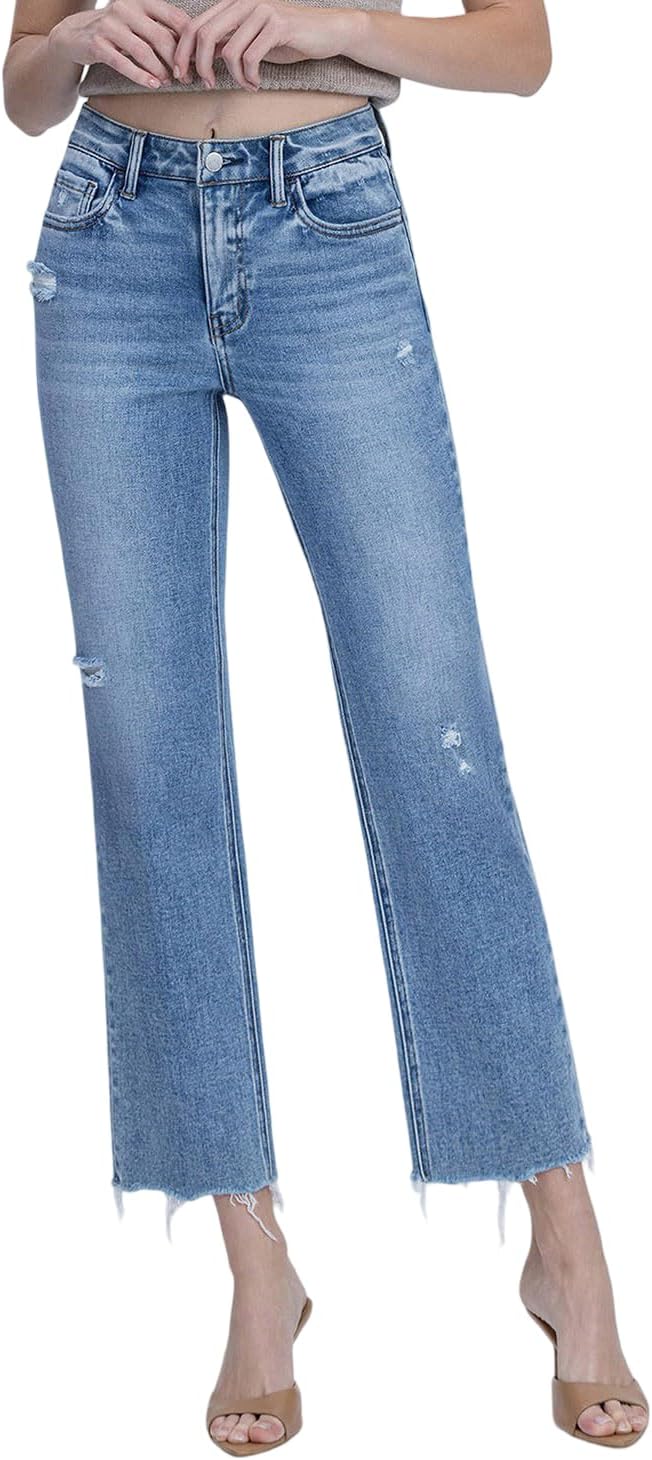 Flying Monkey Women's High Rise Ankle Straight Jeans