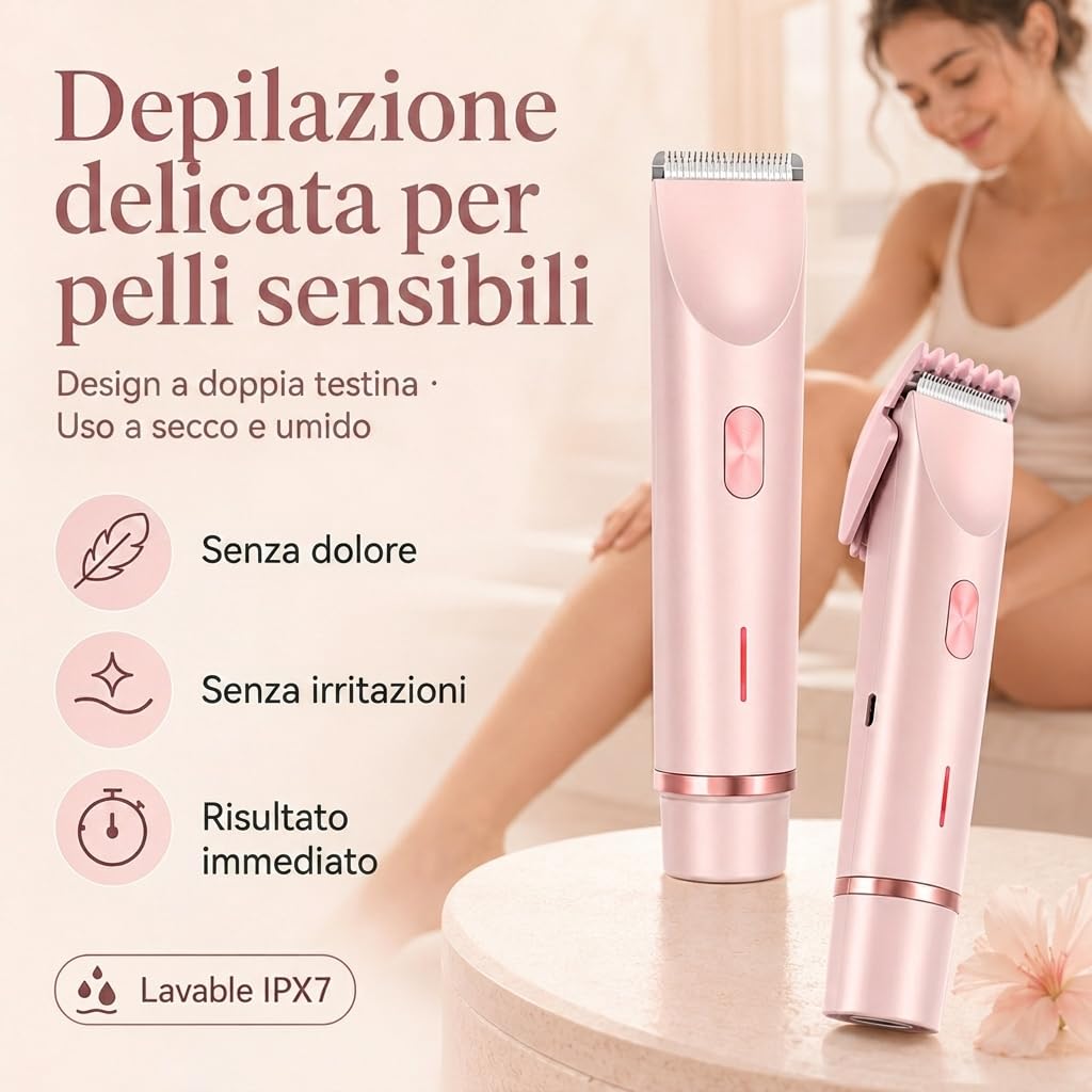 Shavea Rasoio Donna Impermeabile, Testina Precisa Per Bikini Corpo Ascelle (Blu)