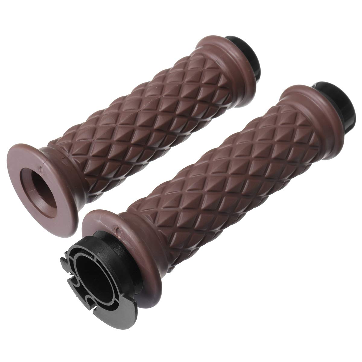 PeroFors 7/8inch 22mm Moto en Caoutchouc Guidon Main Grip pour Cafe Racer Bobber Clubman-Marron