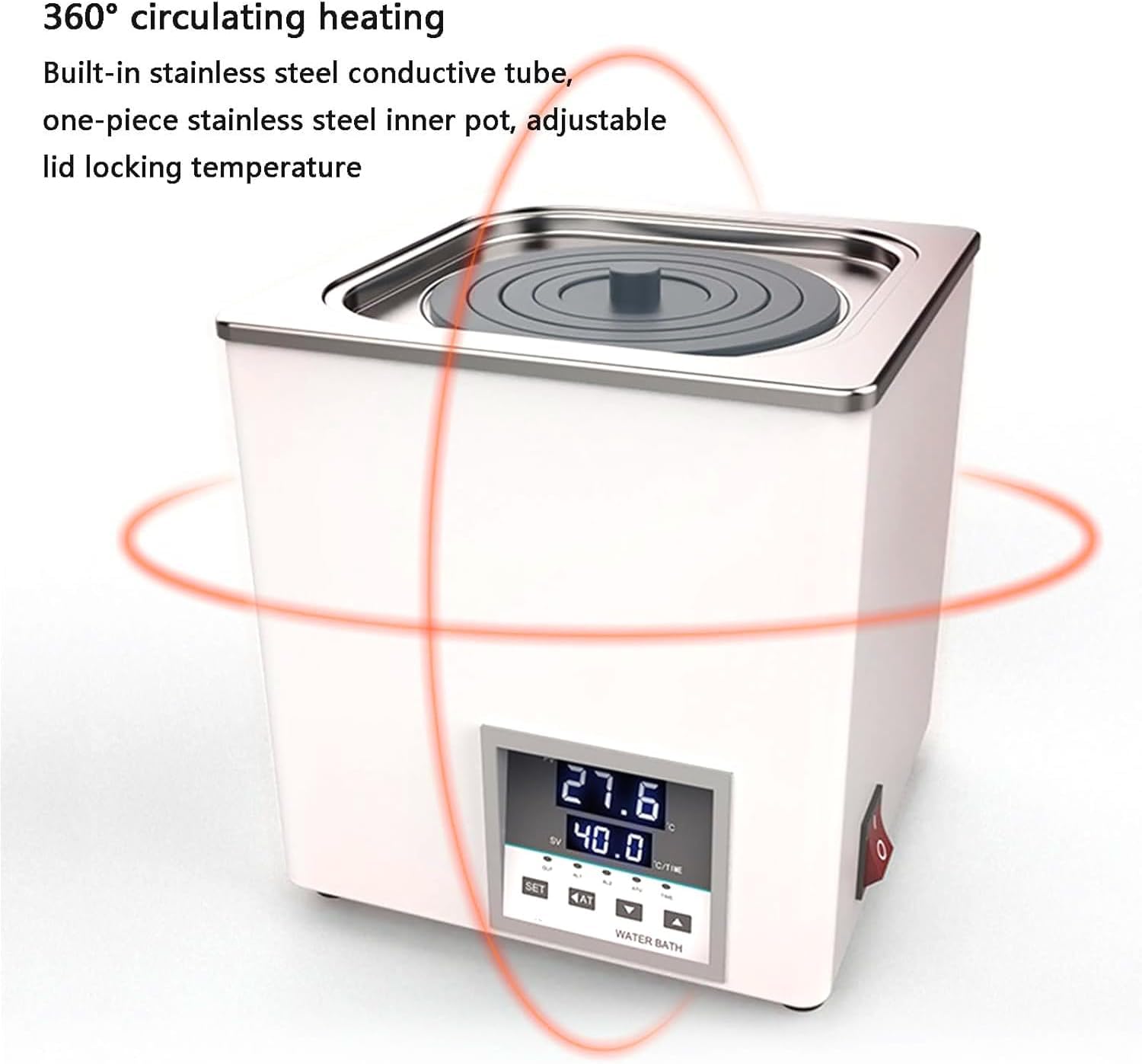Bain-marie De Laboratoire 3L 300W - Température Constante Jusqu'à 100°C, Affichage Numérique, Minuterie 0-8h