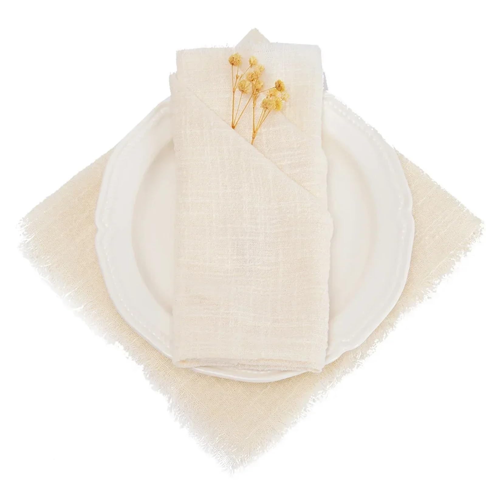 Cotton Table Napkins, Burrs Napkins 50pcs 32x32cm Multicolor Gauze Cotton Tea Towel Wedding Decor(50pcs Ivory)
