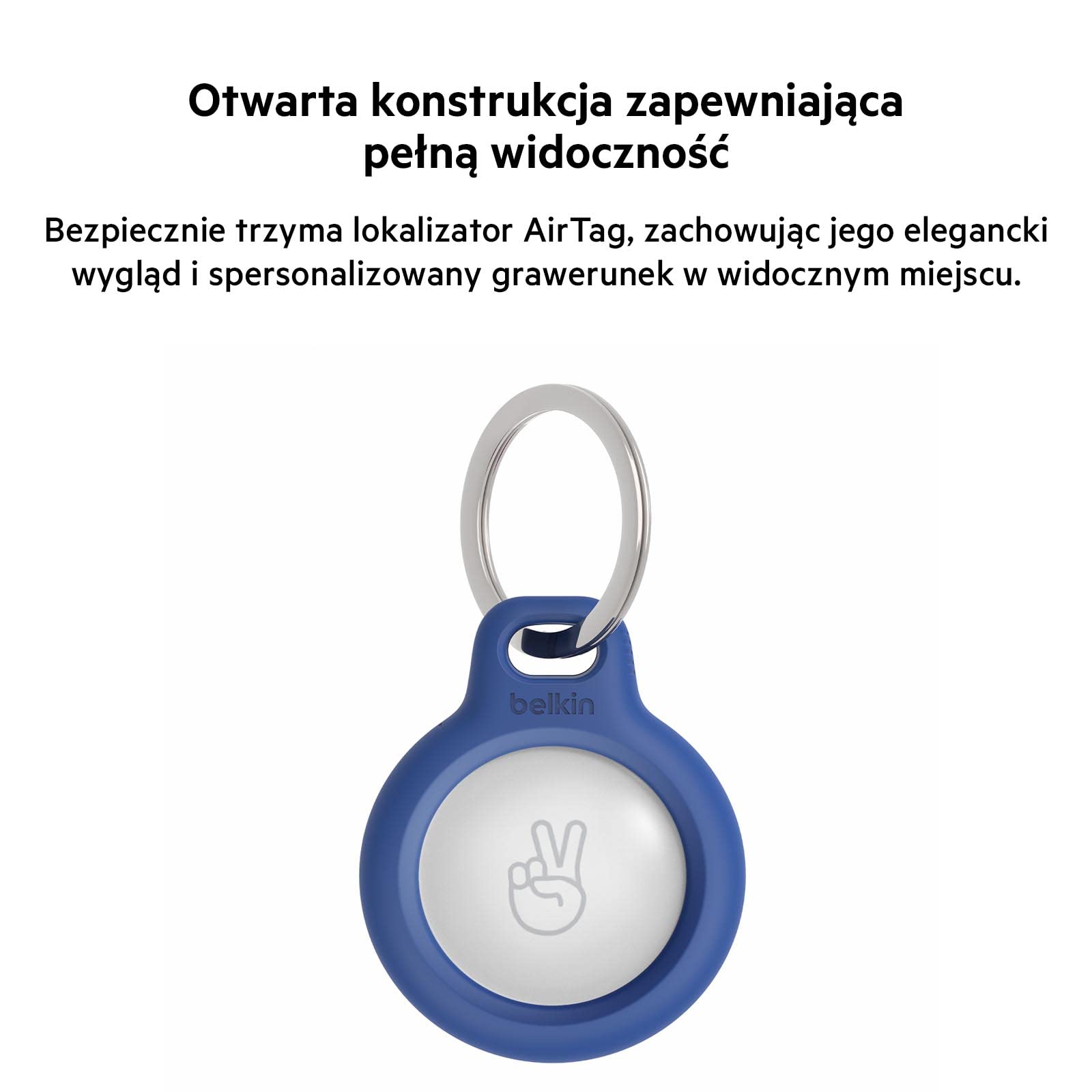 Belkin Etui na Apple AirTag z Kółkiem na Klucze (4 Szt.), Odporne na Zarysowania Etui z Otwartą Przednią Częścią i Podwyższonymi Krawędziami, Akcesorium do Kluczy, Zwierząt, Bagażu itp. – Niebieskie