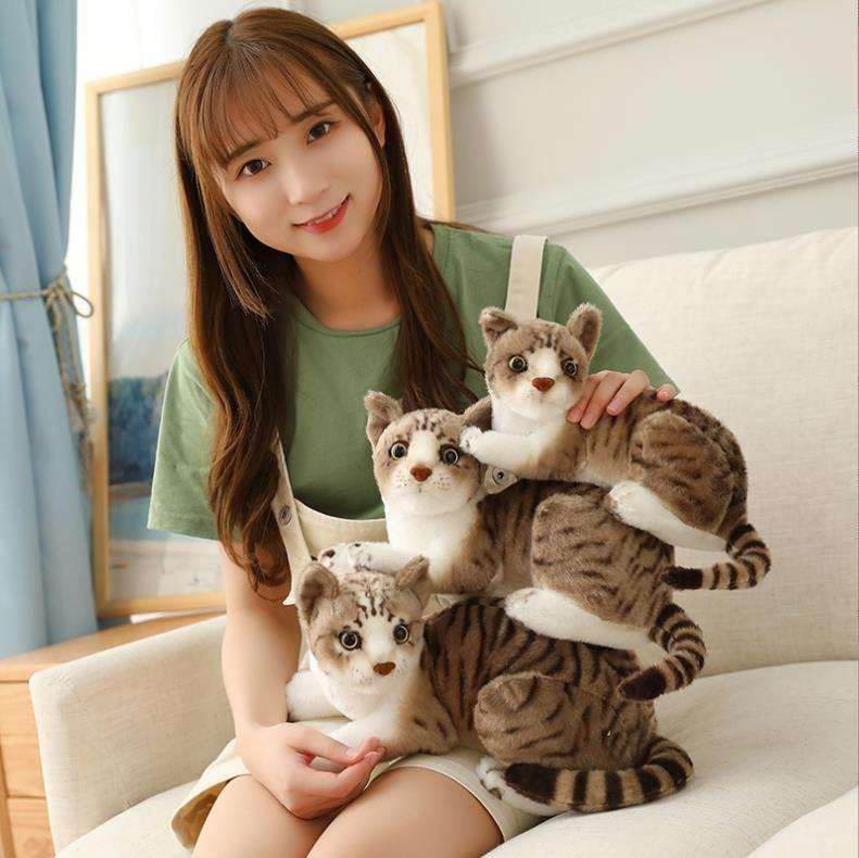 Image of Cat Soft Toy 35cm with Meow Meow Sound, Realistic Plush Cat Stuffed Animal, Cute Cat Plushie for Kids Boys Girls, Birthday Gift, Home Decor(Gray)