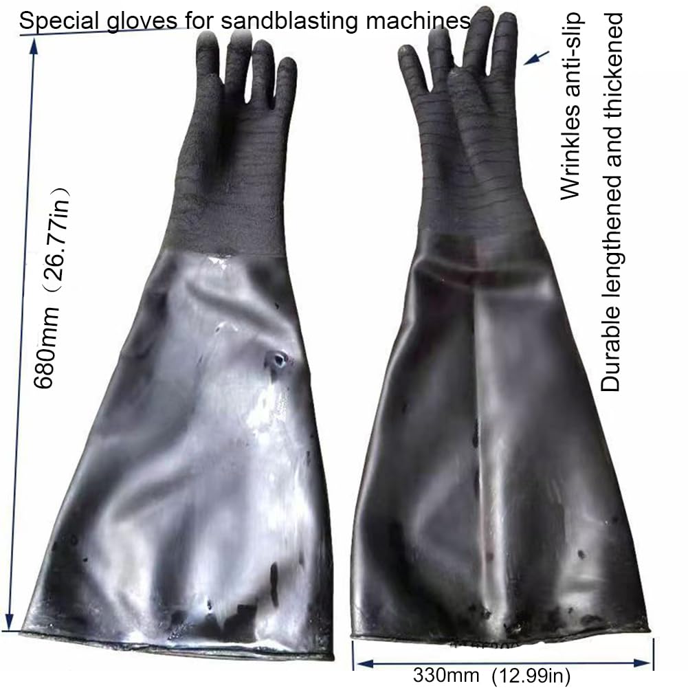 Sandstrahlhandschuhe Sandblasterhandschuhe für Sandblaster Explosionsschrank A pair of wrinkle gloves (diameter 200mm) Sandblasting gloves