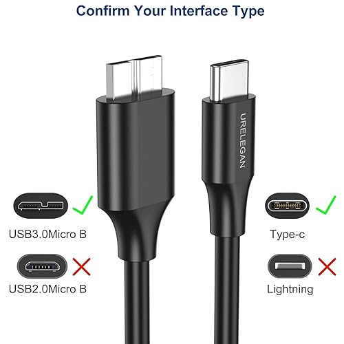 Miniatura 4 de Cable Micro B a USB C de 3 pies, USB 3.1 Tipo C a Micro B Cables de disco duro compatibles con MacBook Pro Air, Galaxy S5 Note 3, Toshiba Seagate WD
