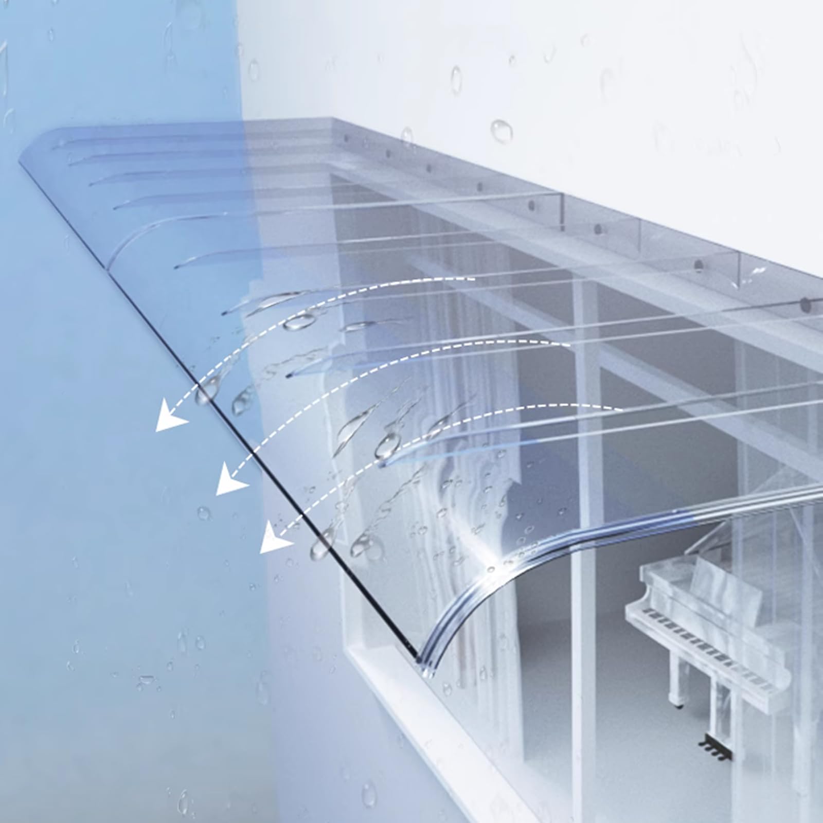 Auvent de porte transparent 40x270 cm abri de pluie pour terrasse