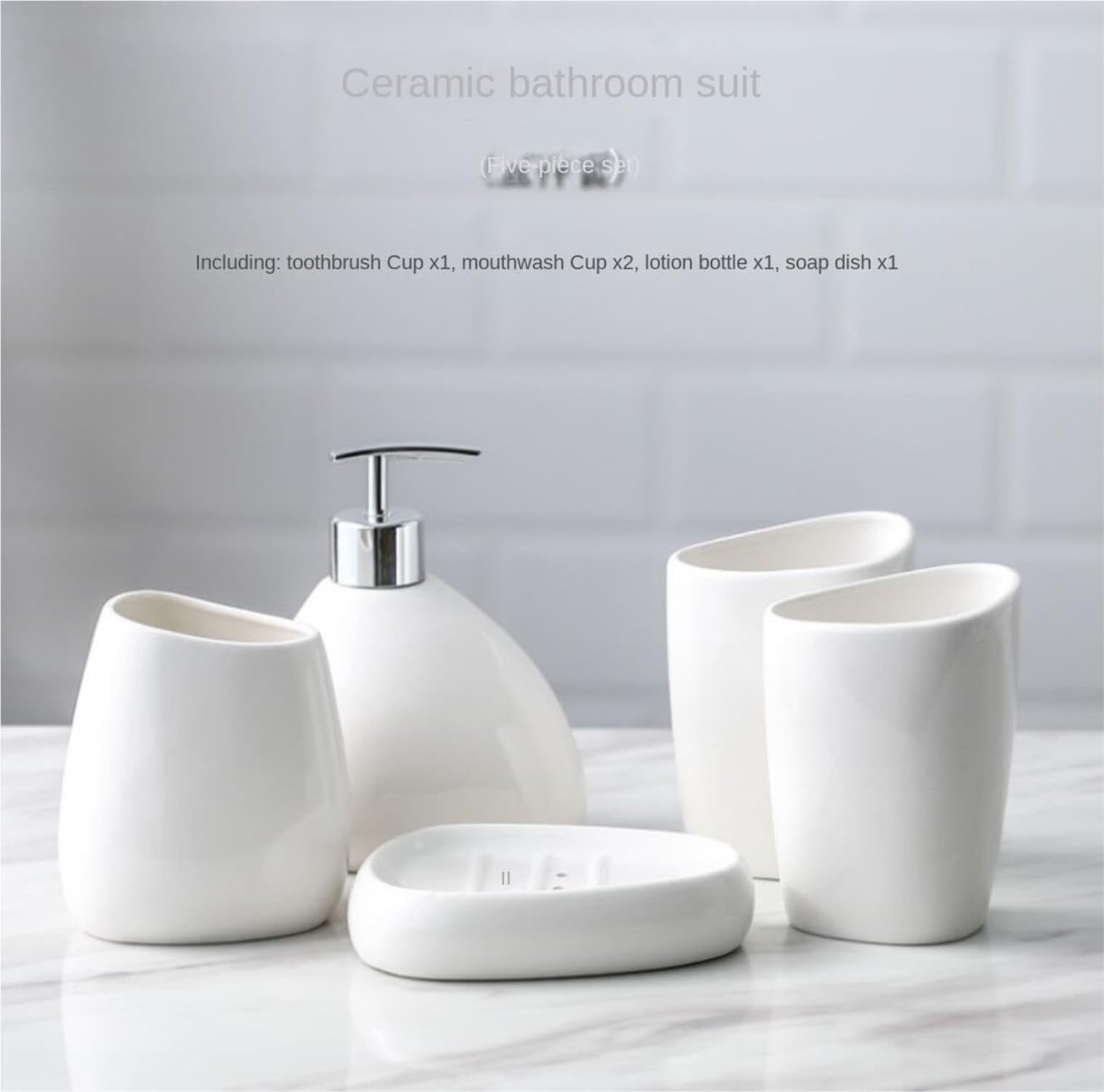 Juego de Accesorios baño Kit Juego De 5 Piezas De Cerámica para Baño, Juego De Baño De Estilo Simple Europeo Blanco para Accesorios De Baño Conjunto baño Set para el baño
