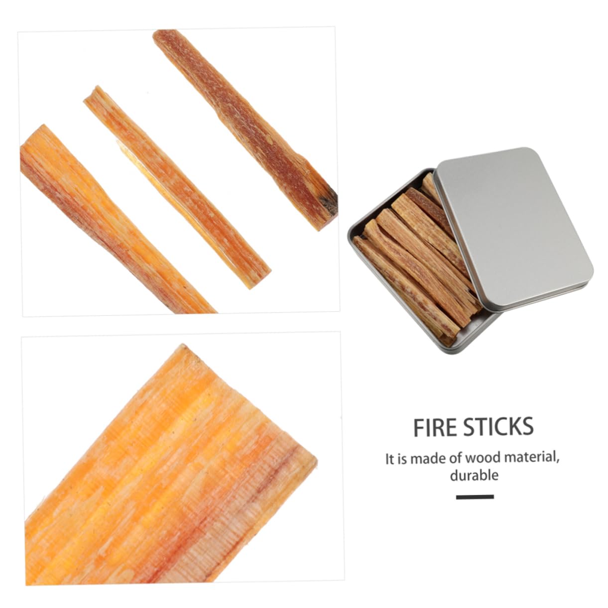 Allume-Bois 1 Set en Bois et Fer pour Camping Extérieur | Allume-feu à Bois, Bois D’allumage Séché au Four, Léger, Usage Survie et Barbecue en Plein Air
