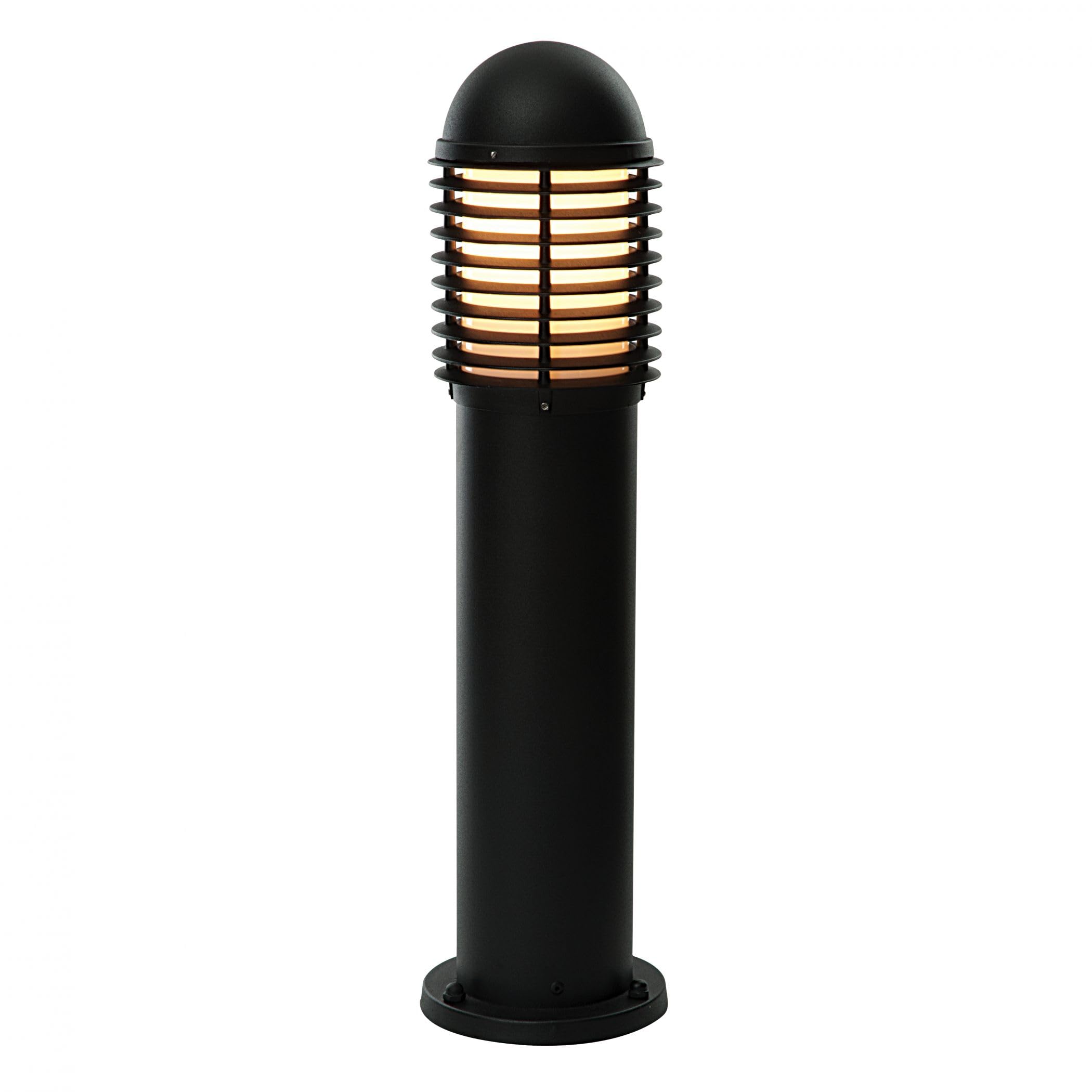 Louvre 1 Light Bollard in Matte Black Bulb: 60W E27 GLS, Finish: Matte Black