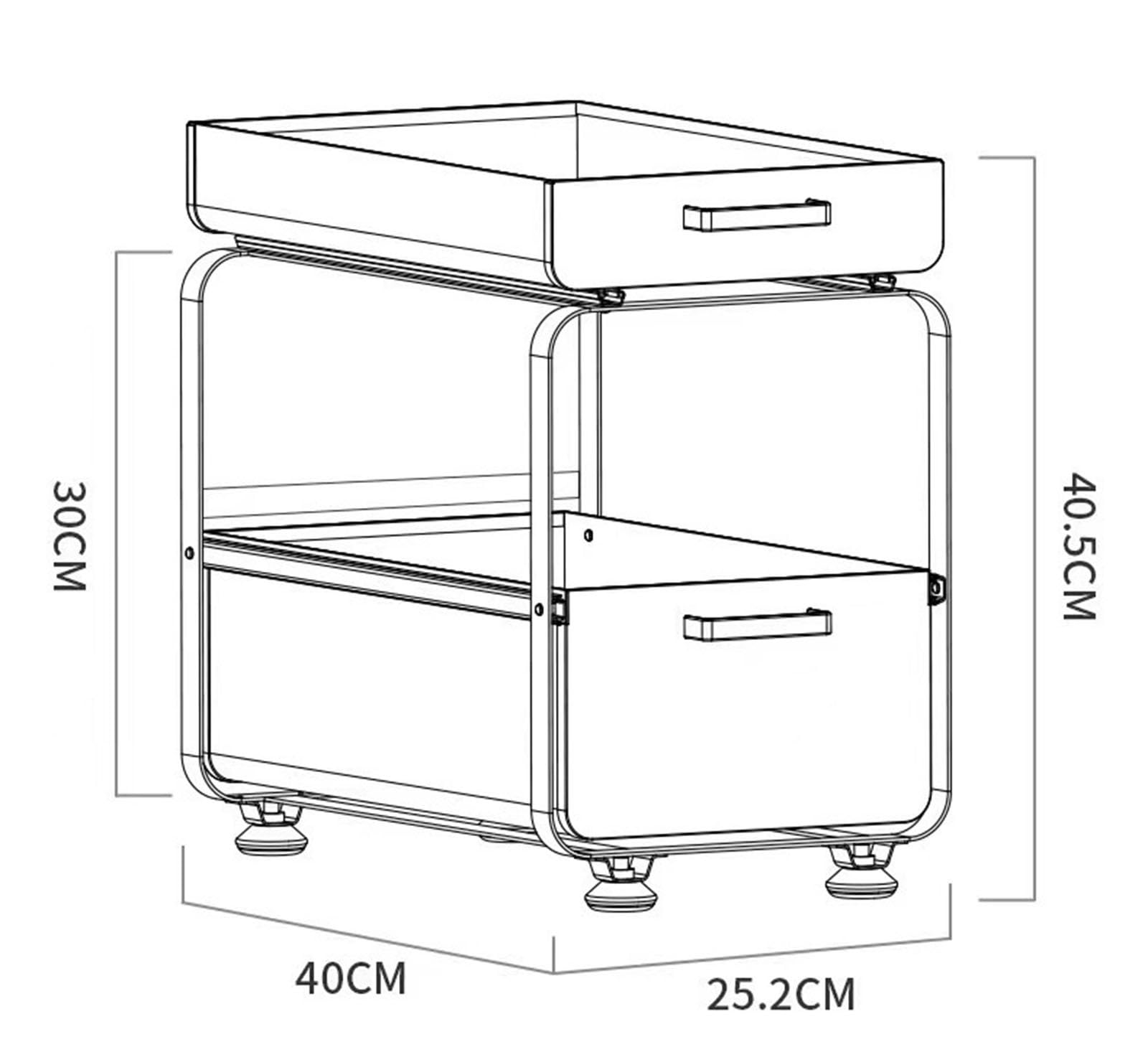 Cesta organizadora deslizante de 2 niveles para almacenamiento de cocina y baño, estante debajo del gabinete, solución de cajón que ahorra espacio, color blanco