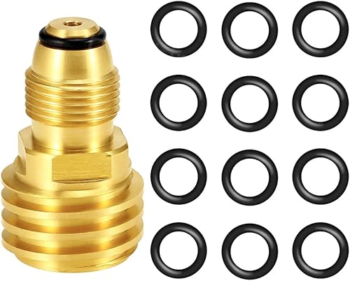 Hooshing Adaptador de tanque de propano con 12 juntas tóricas de propano que convierte la válvula de servicio del tanque POL LP en manguera QCC1tipo