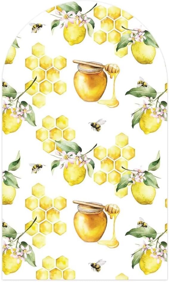KONPON Honey Bee Arch Stretchy Covers for Birthday Party Decoration Honeycomb Honeypot Arched Stand Cover Baby Shower Favors Props(Only Cover)