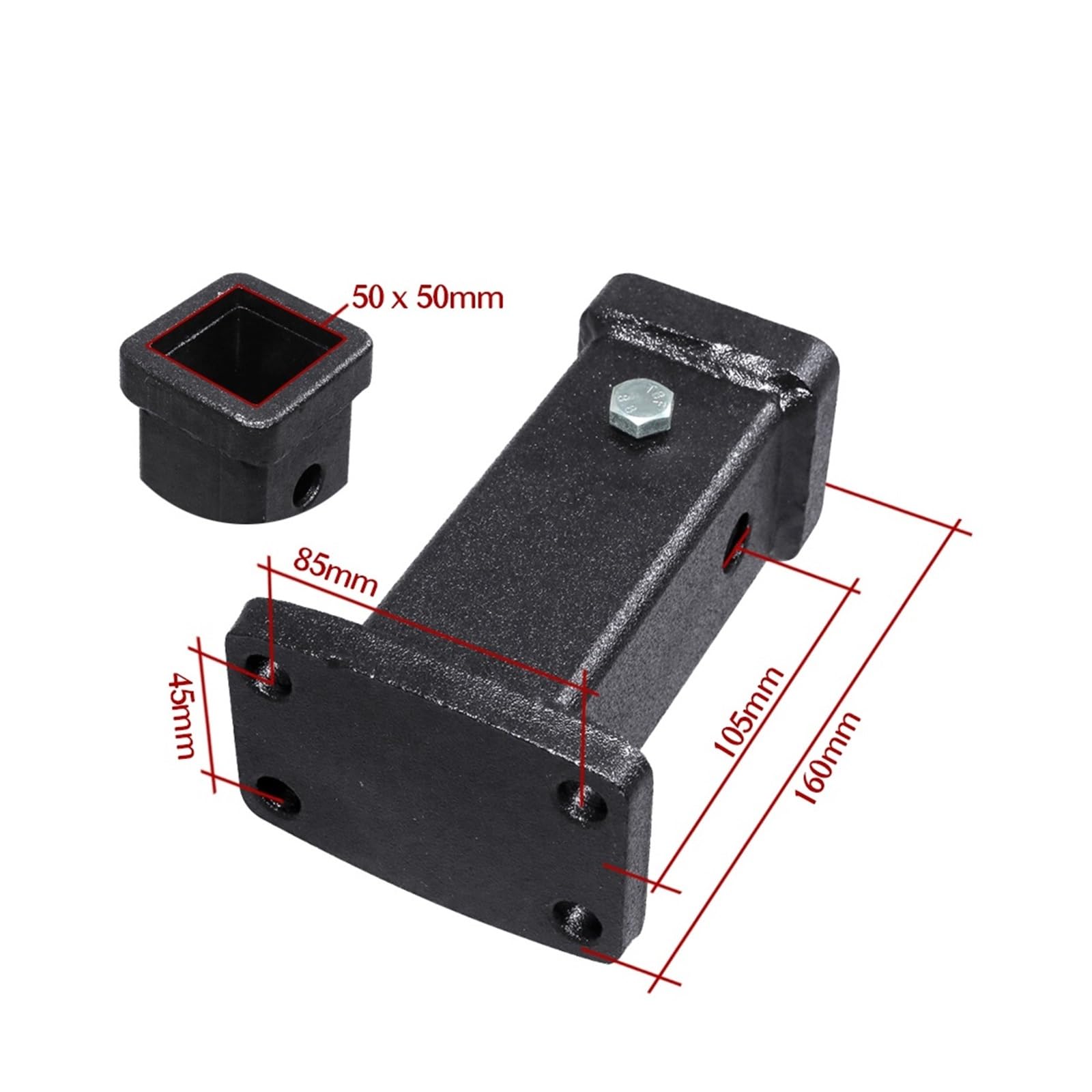 Zaczep przyczepy, 2-calowy hak holowniczy Zaczep odbiorczy Śruba rurowa na adapterze 160 mm Przyczepa kempingowa Części do RV Akcesoria do przyczep kempingowych