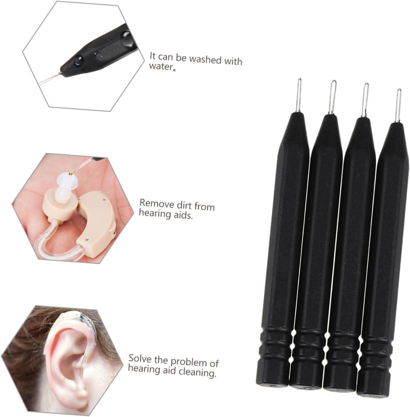 Beavorty 4Pcs Earmold Cleaner Cleaning Tool with Ergonomic Handle Durable and Material Lightweight and Portable for Maintenance of Hearing