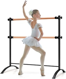 Goplus 4FT Portable Ballet Barre, 46’’ Freestanding Adjustable Double Ballet Bar for Stretch, Ballet, Dance, Home Gym School Balance Training Barre for Adults Youth Toddler Kids