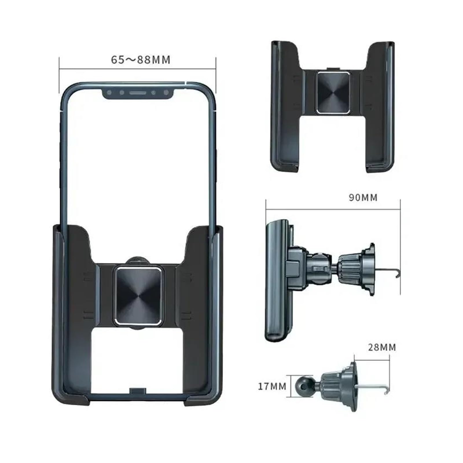 Supporto per telefono da auto, supporto per bocchetta dell'aria a gravità, universale per iP&ho&ne(Black)