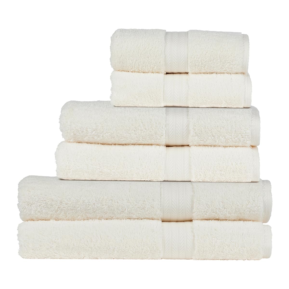 Christy Renaissance Family Towel Set | Parchment Off-White | 100% Egyptian Cotton Pile | Luxuriously Soft and Super Absorbent | 675 GSM | 2 Bath Sheets 2 Bath Towels 2 Hand Towels