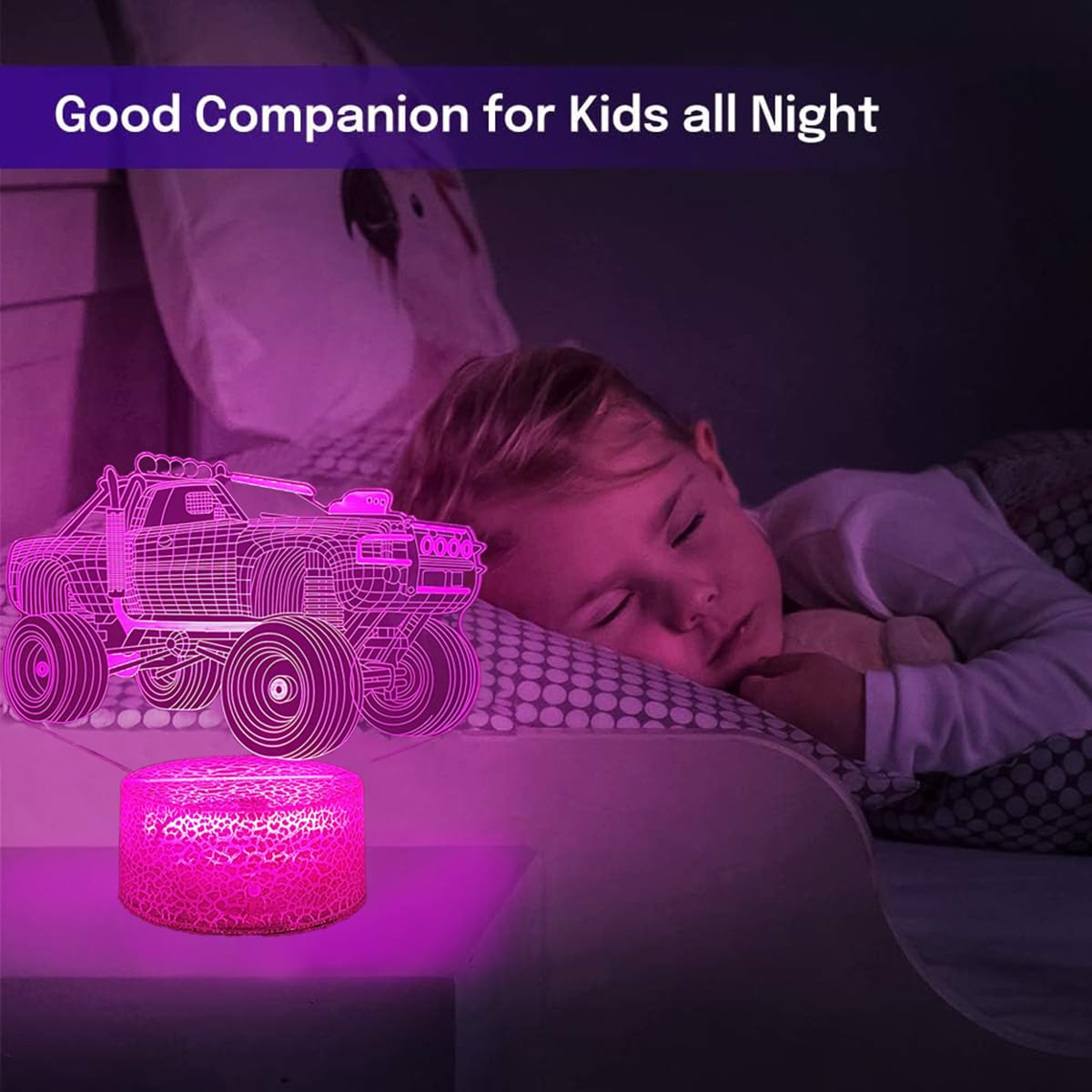 ZCPingNiao 3D Truck Phantom Night Lights, Featuring 7 Colour-Changing Modes, Ideal for Home décor and Off-Road Enthusiasts - Image 3