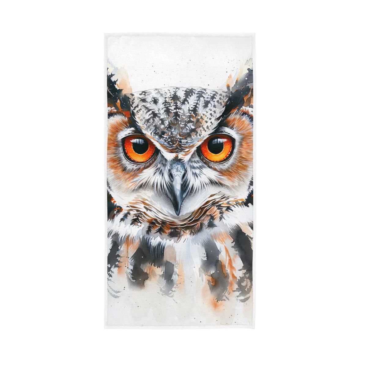 LSRCPD Watercolor Owl Hrad Bath Hand Towels for Bathroom, Hand Towel for Bathroom, Shower, Hotel, Spa 15 x 30 Inches