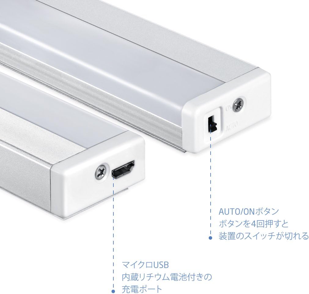 Under Counter Lighting, AVANTEK ELF-L2 USB Rechargeable Closet Light with Motion Sensor and Wireless Under Cabinet Light, Stick-on Anywhere and Auto/On Switch