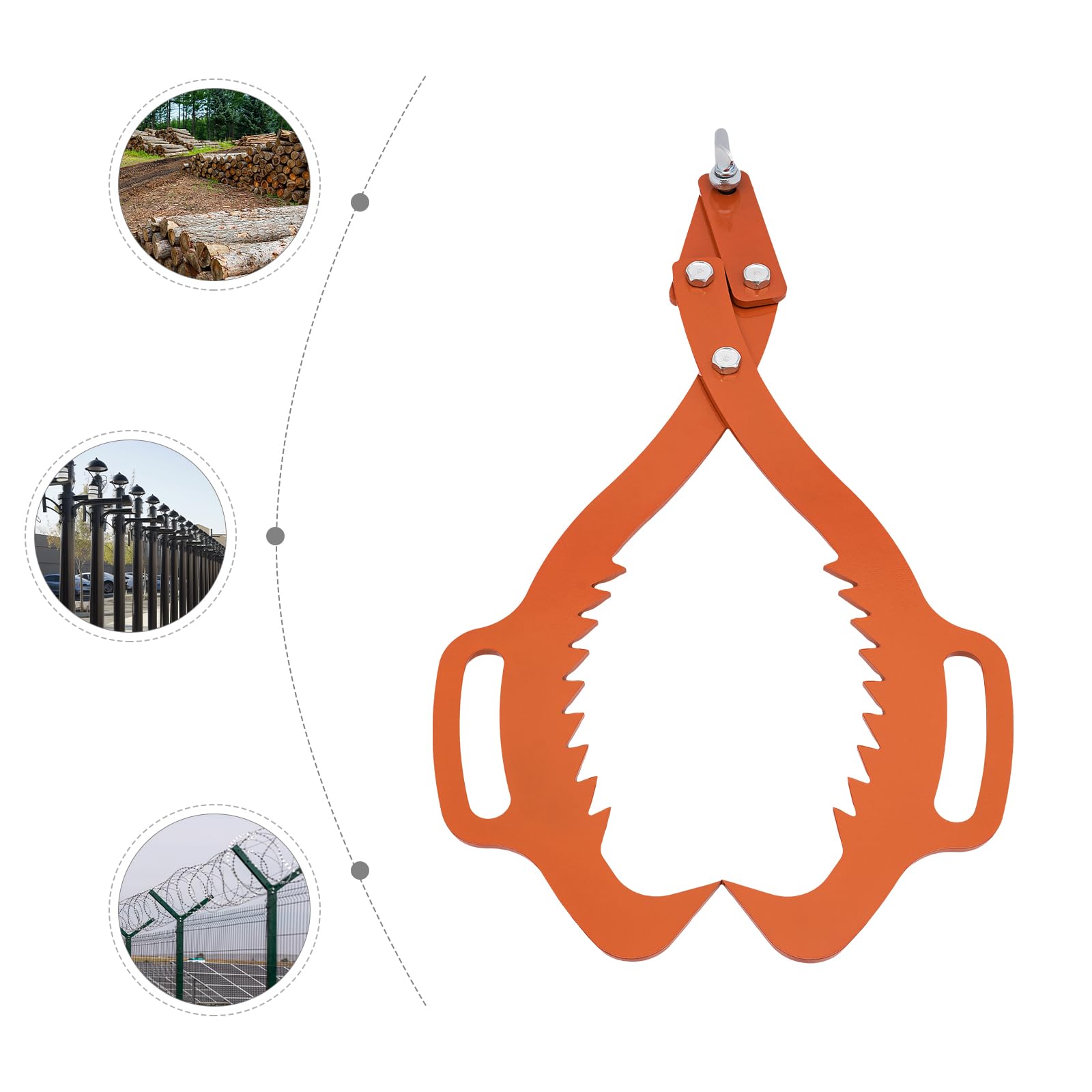 Pince forestière en acier au carbone, pince à dos avec force de traction de 1000 kg pour troncs d'arbres jusqu'à 635 mm pour différents troncs et barres (orange)