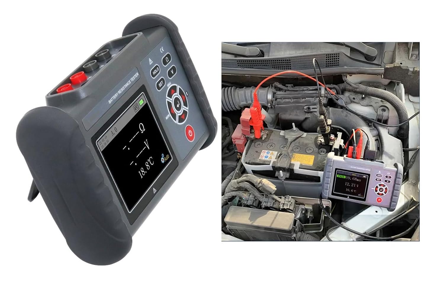Portable Battery Internal Resistance Meter Tester for Rechargeable Lithium Battery Lead-Acid Battery,Etc with Internal Resistance 0.000mΩ~3.100 Ω Voltage 0.000V~±71.00V Bluetooth USB Interface