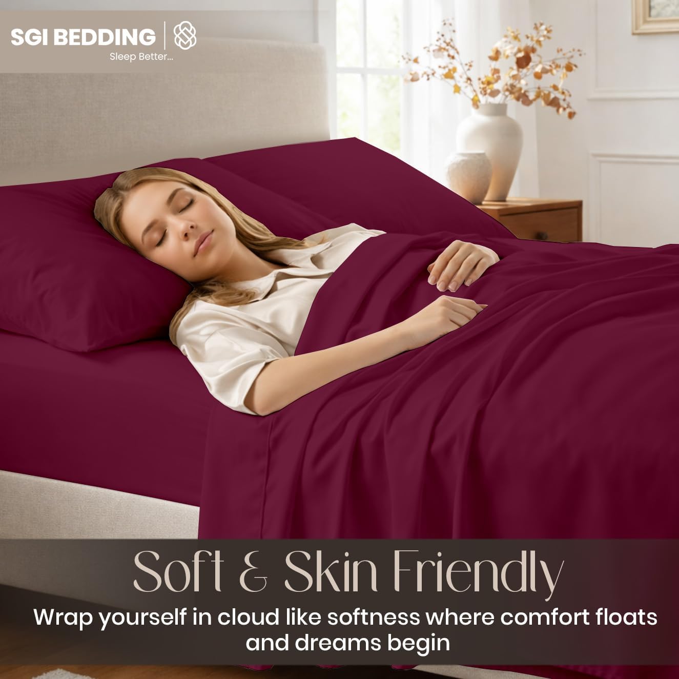 SGI bedding 1000 Thread Count Sheet Set Queen - 100% Egyptian Cotton Sheets – 16" Luxury Deep Pocket Bedding - Soft, Breathable & Premium - Hotel Sheets -Burgundy - Image 5