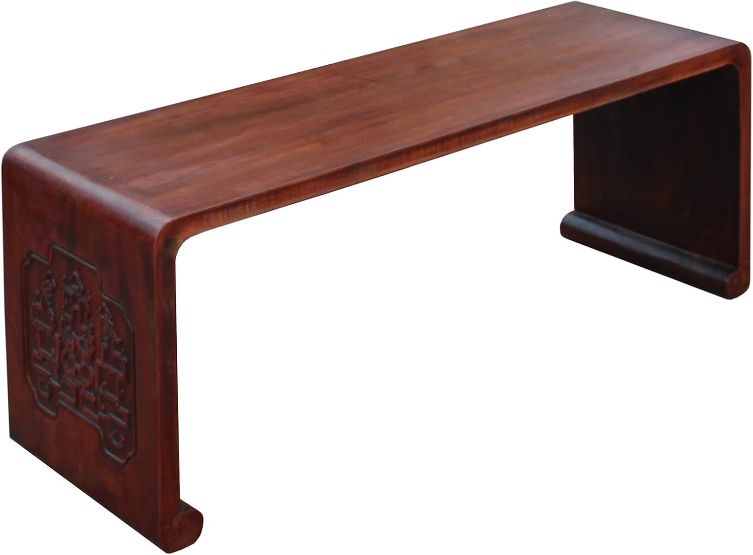 Oriental Chinese Huali Rosewood Brown Scroll Leg Kang Coffee Table Acs4572