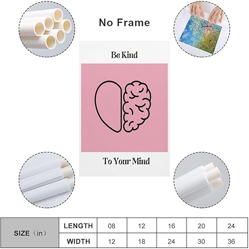Miniatura 2 de LivasH Be Kind to Your Mind Menta Health Poster Therapy Office Decor Self Gift Inspirational Quote Wall Art Posters Quote Wall Art Canvas Posters
