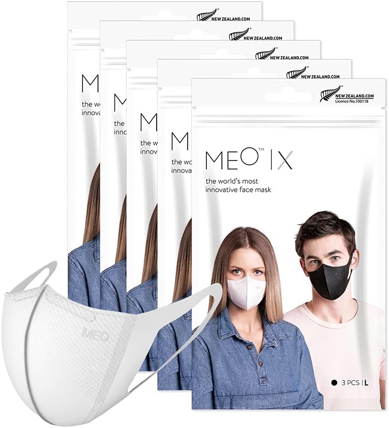 Meo X Adults - Disposable and Adjustable Face Mask | 15 PCS, Large, White| Safe, Breathable, Comfortable, Fashionable | Manuka Oil for Calming…