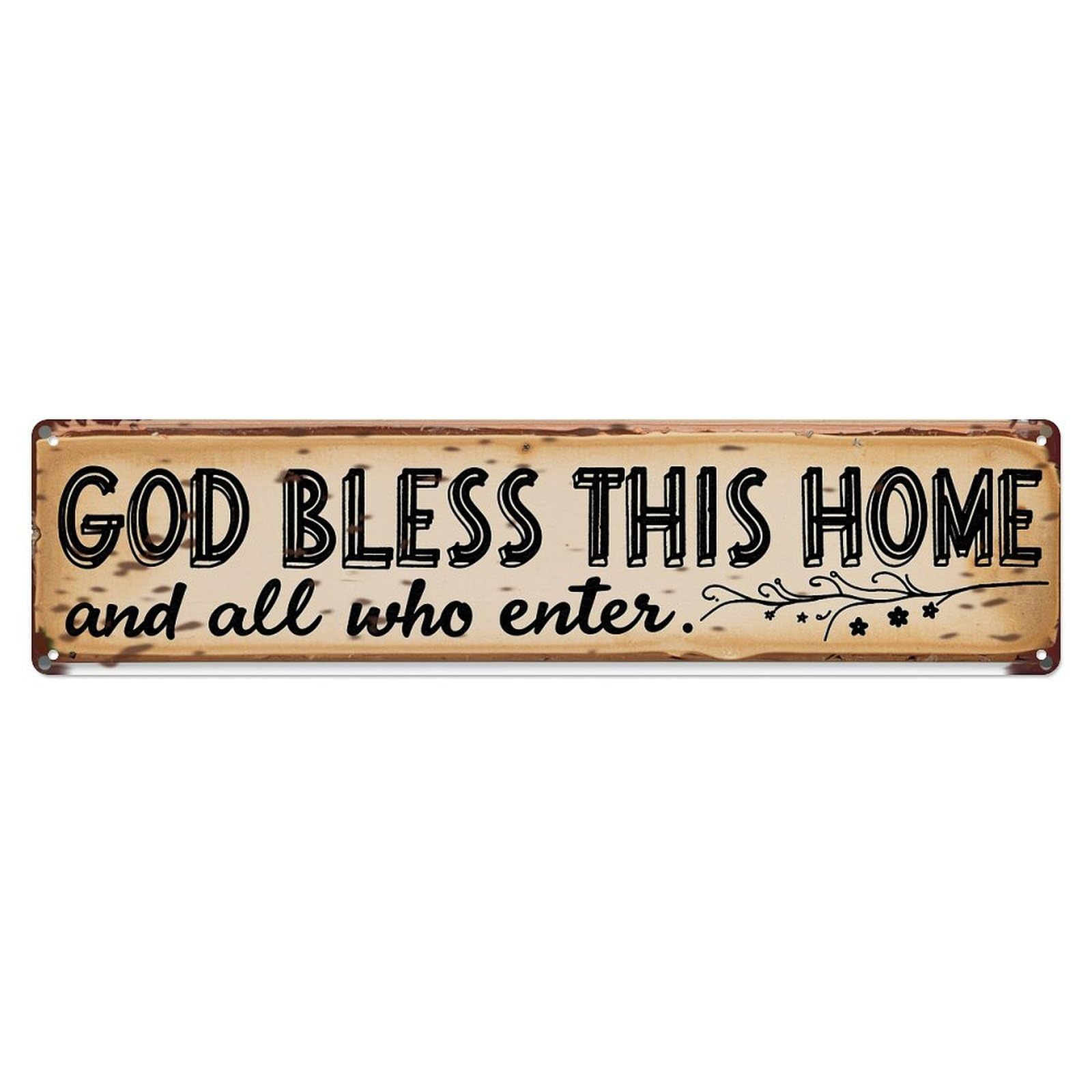 Jdyaojiesheng Vintage God Bless This Home And All Who Enter_1 Tin Sign Retro Metal Wall Decor Metal Poster, Home Bar Garage Farmhouse Cafe Wall Art Decoration 4X16inch