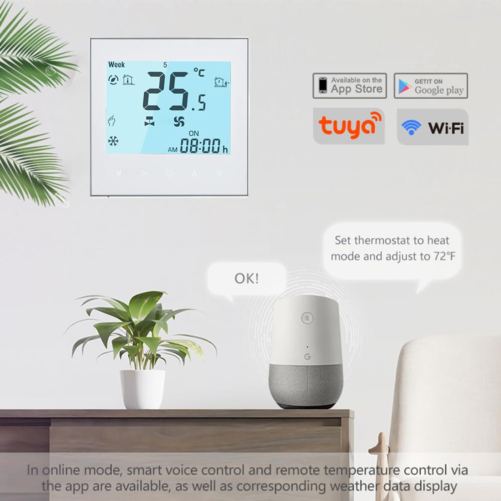 Modbus RTU Termostato - Serie 1000 Programable Termostato para Calefacción o Aire Acondicionado - Control Remoto Desde Teléfono Móvil Compatible con Alexa,Google Home,IFTTT
