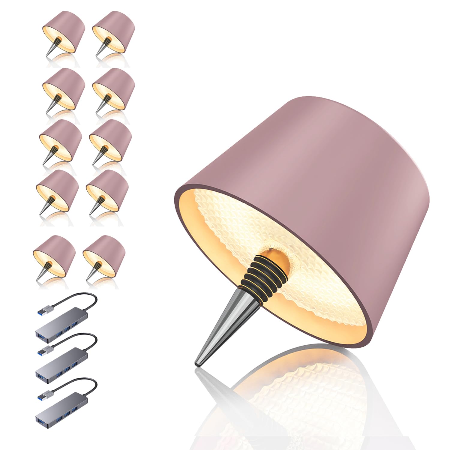 MU LIN lampada bottiglia ricaricabile,lampada da tavolo senza fili,Controllo Touch da 3 Modalita Temperatura di Colore, Dimmerabile, per Soggiorno, Ristorante