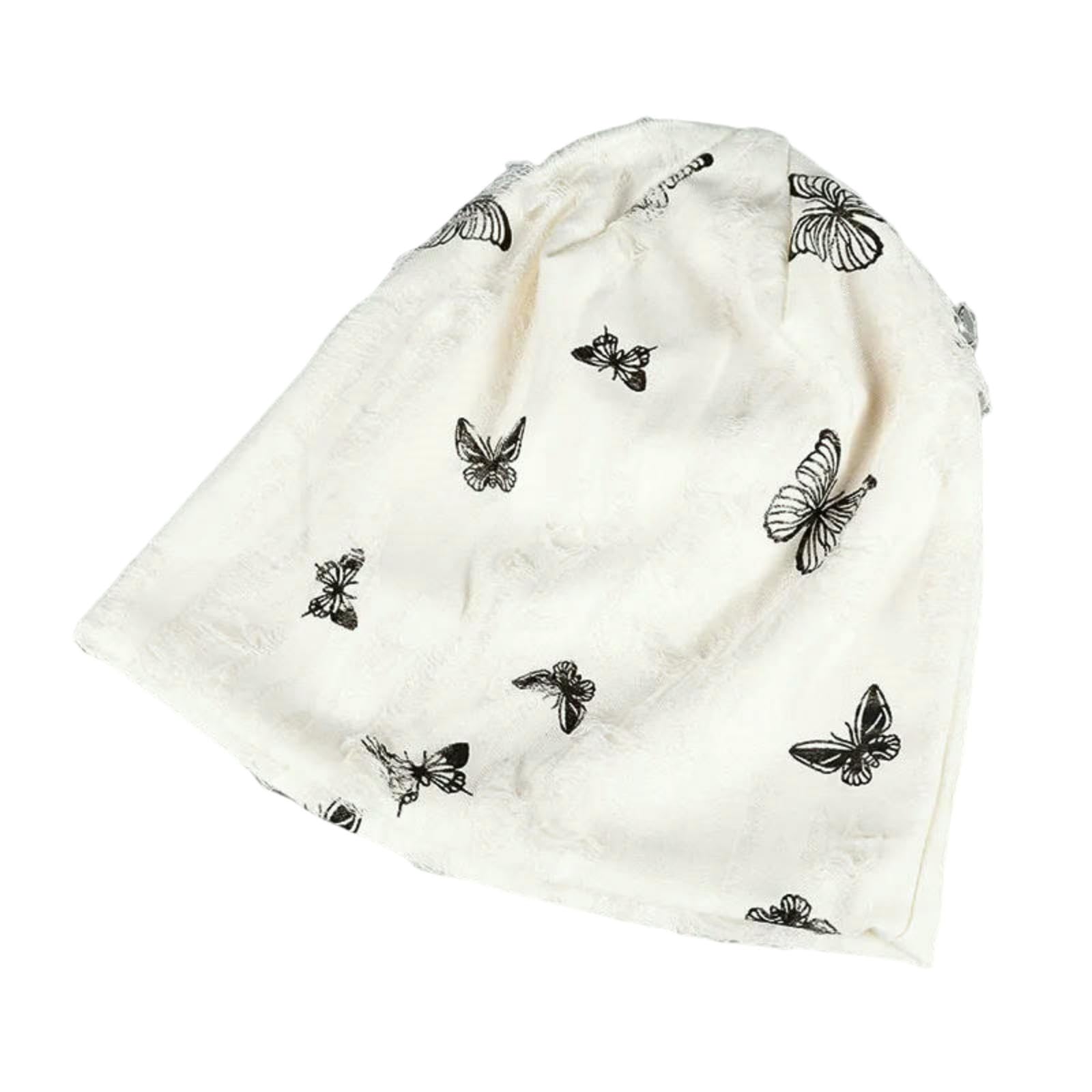 Bonnet Souchy à motifs troués style printanier, skull cap bicolore blanc beige