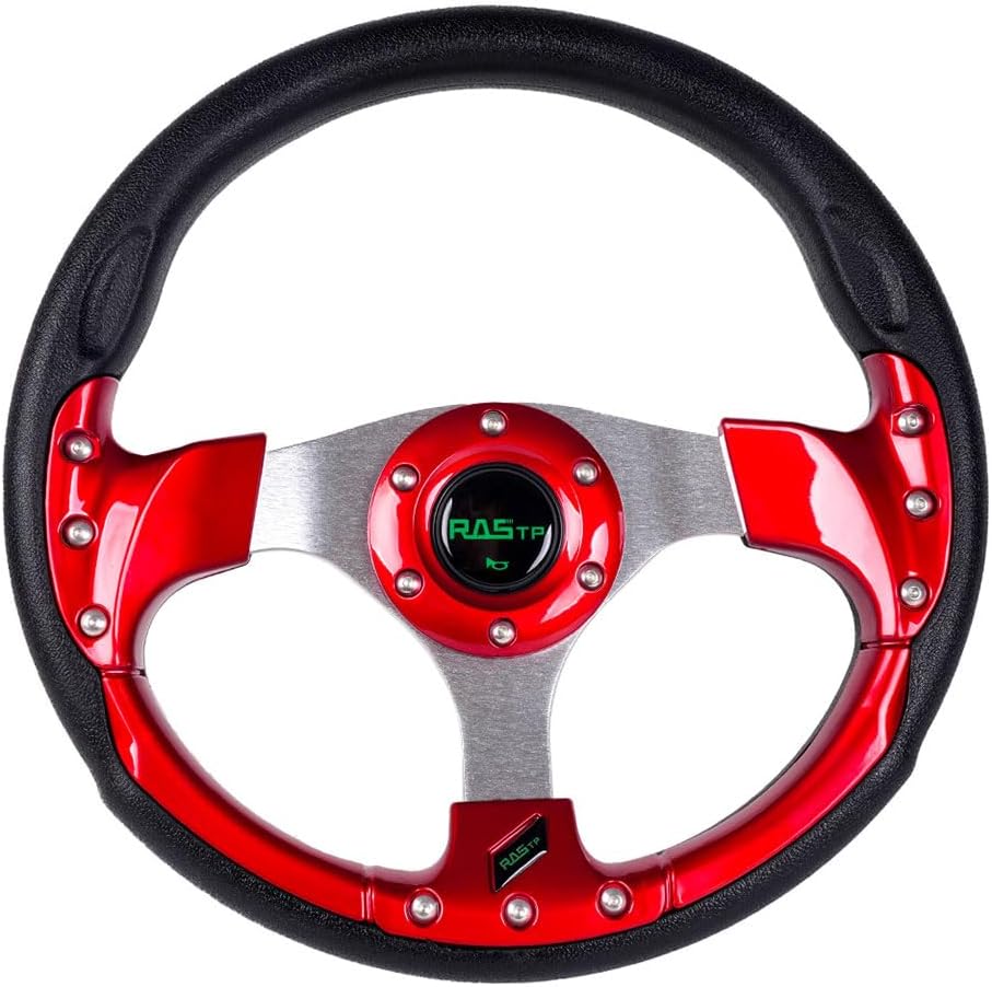 RASTP Golf Cart Steering Wheel 12.6”/320mm for Club Car DS and Club Car Precedent EZGO Yamaha Golf Carts,Red