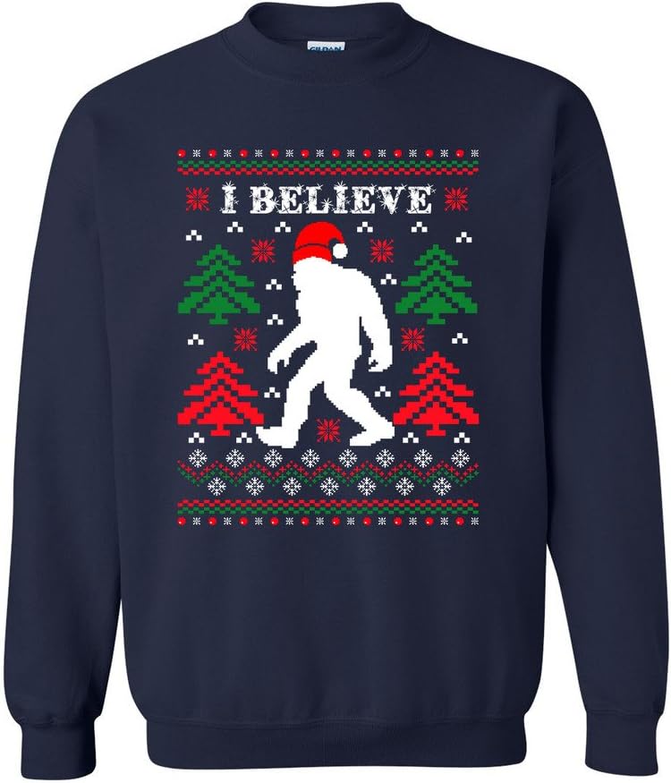 City Shirts I Believe Sasquatch Big Foot Ugly Funny X-mas Holiday Christmas Crewneck Sweatshirt