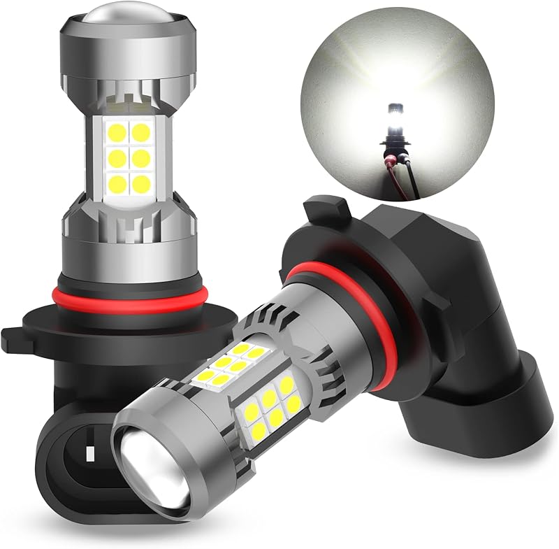 Lâmpadas LED para farol de neblina 9006 HB4 PHINLION 6000K branca – Par
