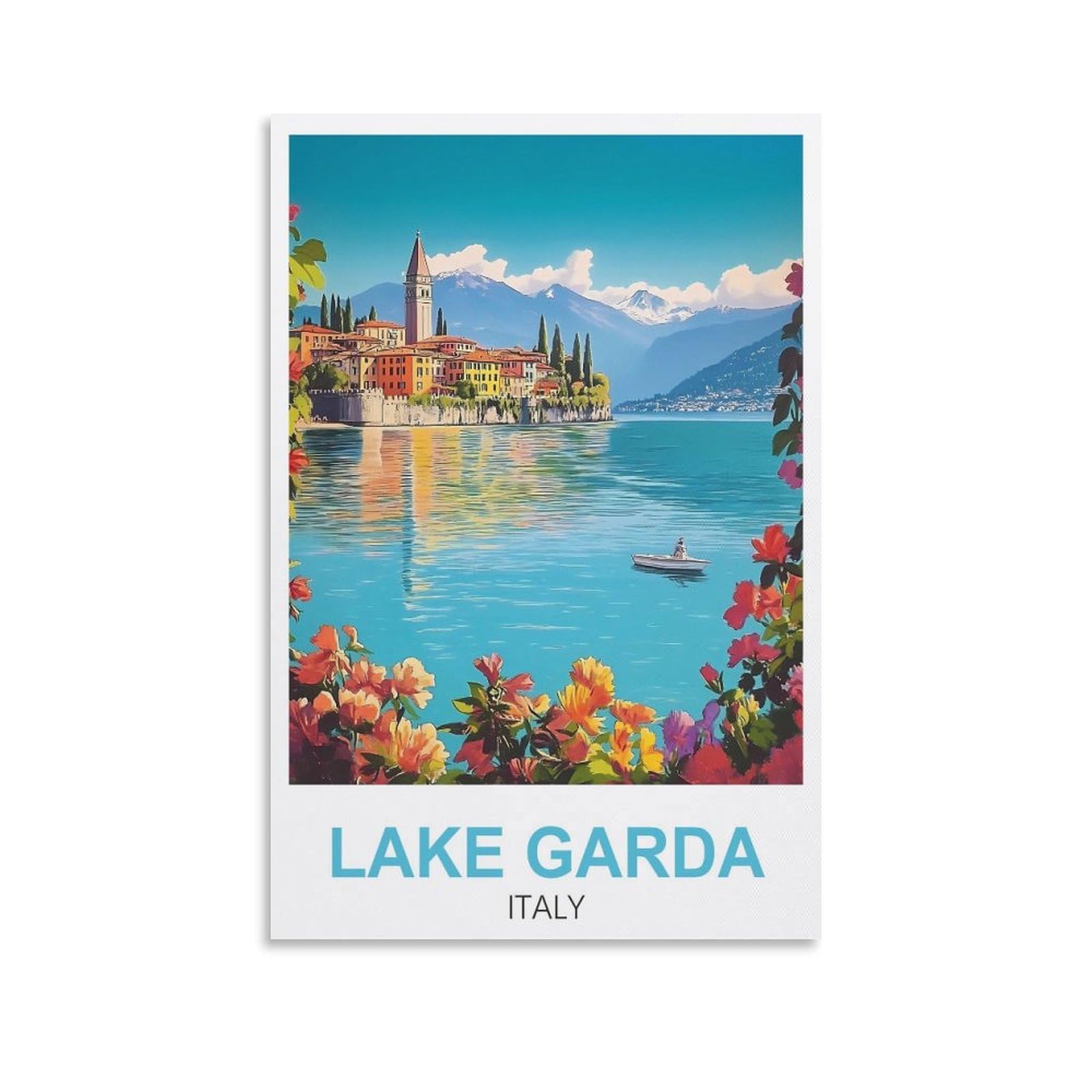 – XLLYXYGJQ Lake Garda Italy Vintage Travel Poster 08x12inch(20x30cm) Canvas Wall Art Poster Print Artwork Painting Picture for Home Decoration Living Room Office Bedroom