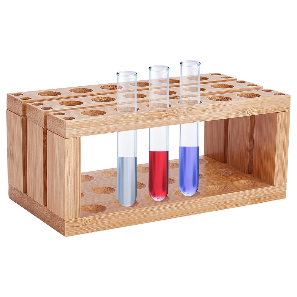 UNICRAFTALE Bamboo Test Tube Rack 30-Holes Wooden Lab Rack Multi-Use Cylinder Tube Display Racks Rectangle Lab Supplies Tubes Holder 15mm Diameter Tubes for Chemistry Laboratory 6.3x3.35x2.76 Inch-image-41