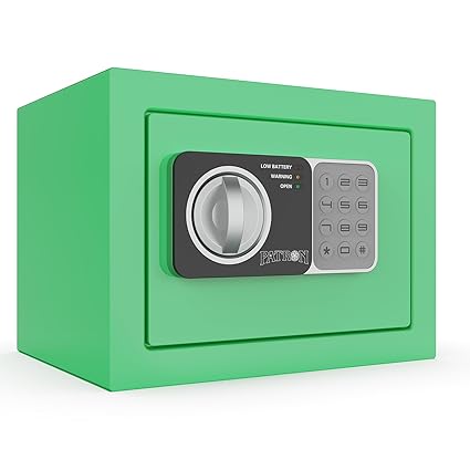 Safe Box with Digital Electronic Security Keypad Mini Small Safe,Money Safe,Wall or Cabinet Safe for Home Office Travel Business Use, 0.236 Cubic Feet Green