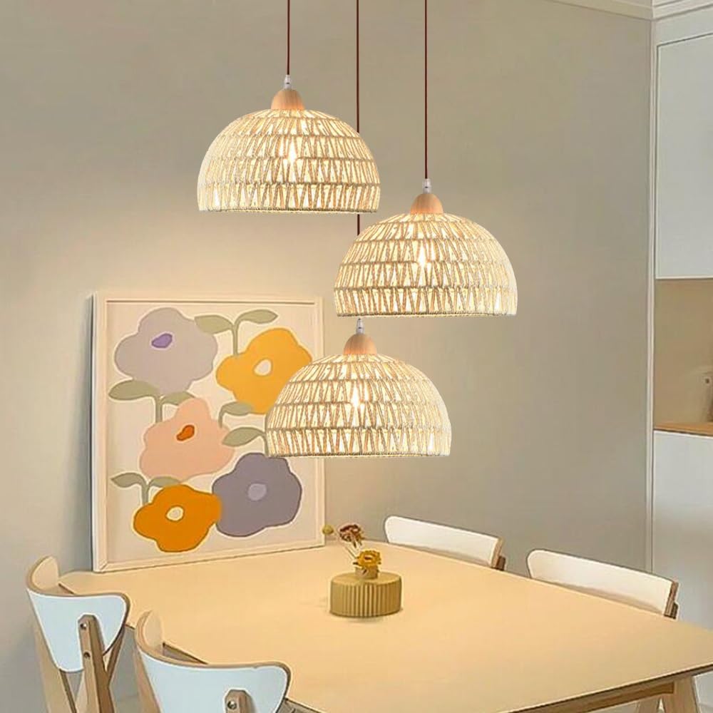 Wisząca lampa sufitowa boho rattanowa nowoczesna lampa wisząca jadalnia naturalny kosz lampa pleciony abażur lampa Wabi-sabi do salonu sypialni przedpokoju kuchni wnętrze ing Chandel