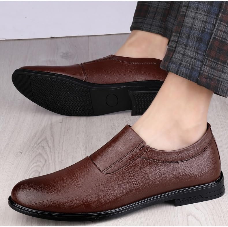 Men's Leather Casual Oxford Shoes Business Oxford Shoes Fashion Slip-On Round Toe Business Formal Wedding Shoes3