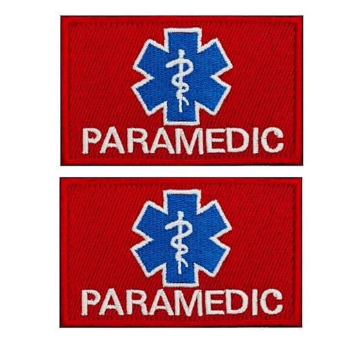 EMT Star of Life Patch (2-Pack) Hook & Loop Backing for Vests, Bags & Uniforms Paramedic, First Responder, Medical Pouch Accessory Durable Embroidered (Paramedic 1.97 * 3.15)